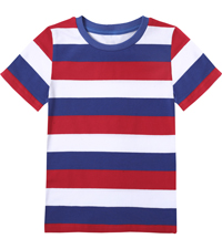 red white and blue striped shirt