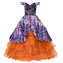 Muddy Girl Camo and Orange Birthday Party Prom Dress for Kids