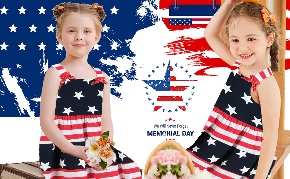 Girls 4th of July Dress American Flag Dress