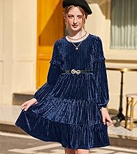 Girls Velvet Tiered Dress