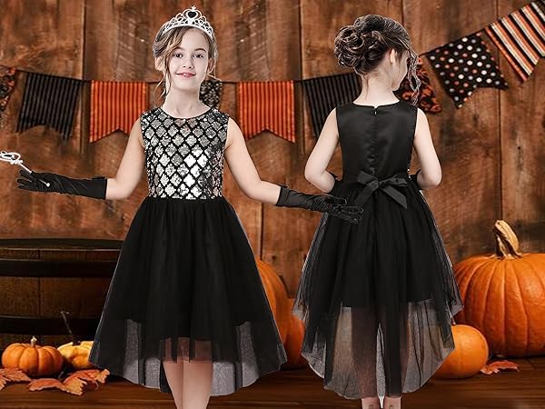 girls black sequin dress