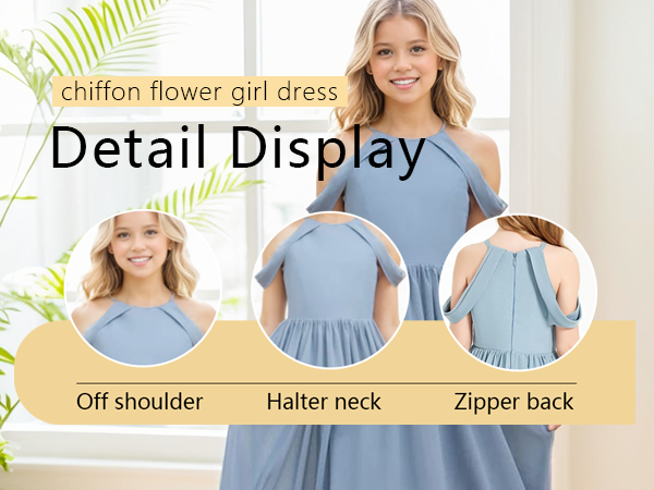 chiffon halter junior bridesmaid dresses for teen girls off the shoulder long flower girl dresses