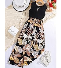 tank top and tropical print pants set for teen girls pants set 