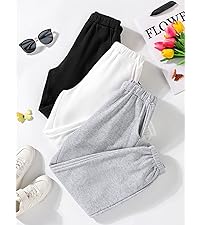 Floerns Girl''s 3 Pcs Solid Elastic Waist Thermal Lined Jogger Sweatpants