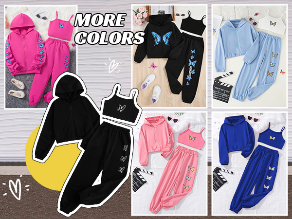 hot pink blue sweatshirts sweatpants sets