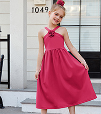 Girls Hot Pink Party Dress