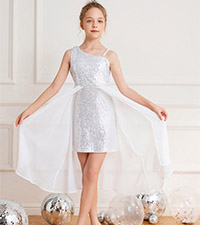 girls sliver sequin dress