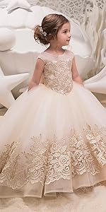 Floral Lace Flower Girl Dress for Wedding