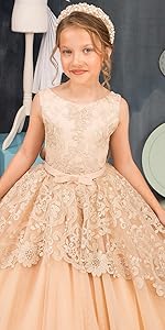 Tulle Embroidered Flower Girls Dress