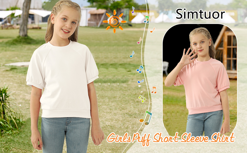 Girls Puff Short Sleeve Shirt