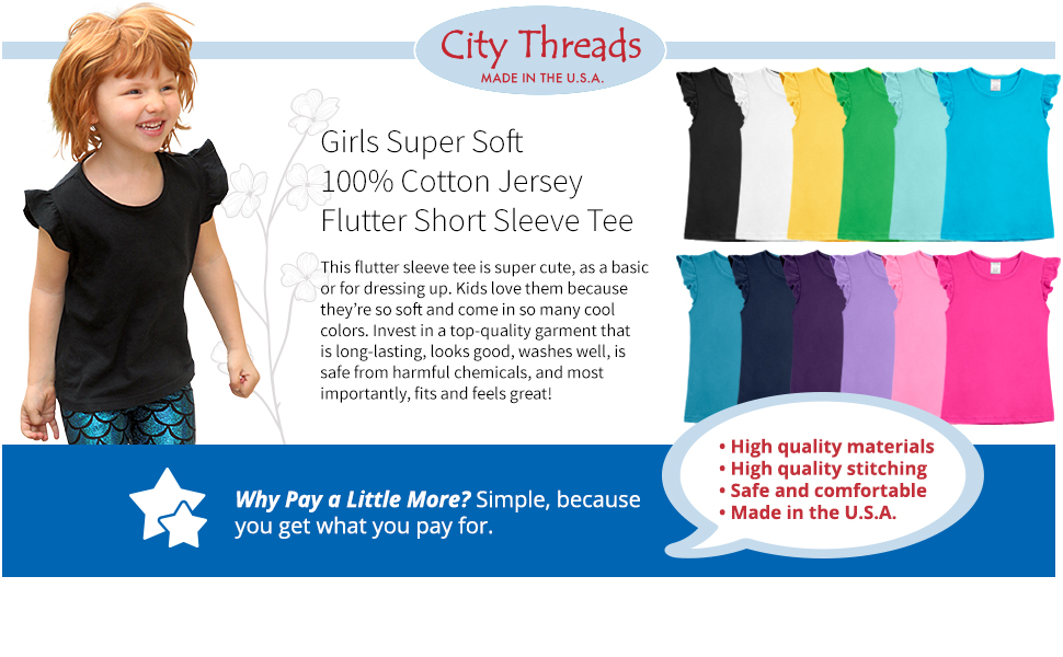 soft cotton flutter short sleeve tee cute basic dress up comfy colorful colors top quality american