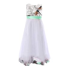 Snowfall Camo and Tulle Ankle Length Flower Girl Party Dress