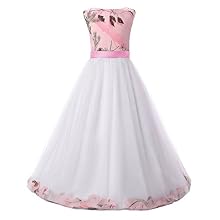 Pink Camo Flower Girl Birthday Party Dress Ankle Length