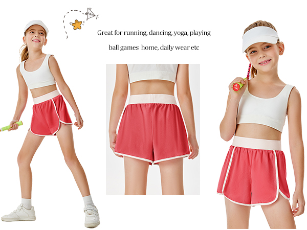 Girls Athletic Shorts Summer Casual Kids Lightweight Running Active Shorts