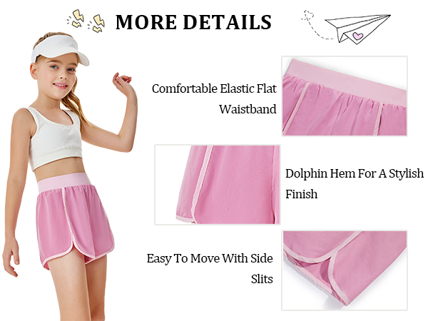 Girls Athletic Shorts Summer Casual Kids Lightweight Running Active Shorts