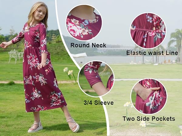 Girls Long Sleeve Maxi Dress