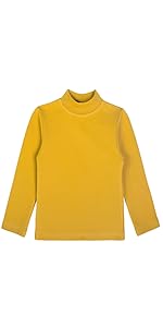 mustard long sleeve mock turtleneck shirt, camisa mostaza lisa de manga larga y falso cuello alto