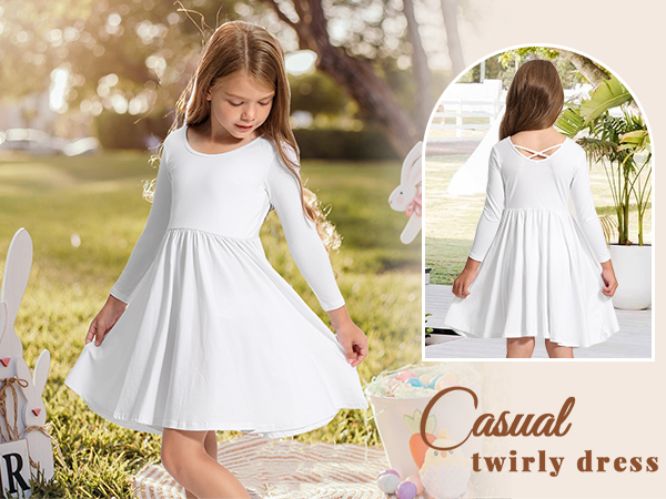 Easter white long sleeve dress for girls