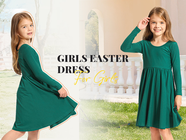 Green Long sleeve dress for girls