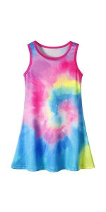 Summer Dresses for Girls Sleeveless Tie Dye Tank Dress Kids Casual A-Line Swing Sundress