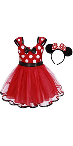 Minnie Dress for Toddler Girls Polka Dots Princess Dress Minnie Mouse Costume Birthday Party Skirt