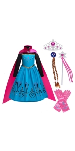 Princess Anna Dress for Girls Frozen Costume Halloween Cosplay Anna Dress Up Birthday Party Outfits