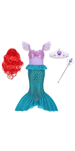 Little Mermaid Dress for Girls Ariel Costume Kids Halloween Outfits Birthday Party Princess Dress Up