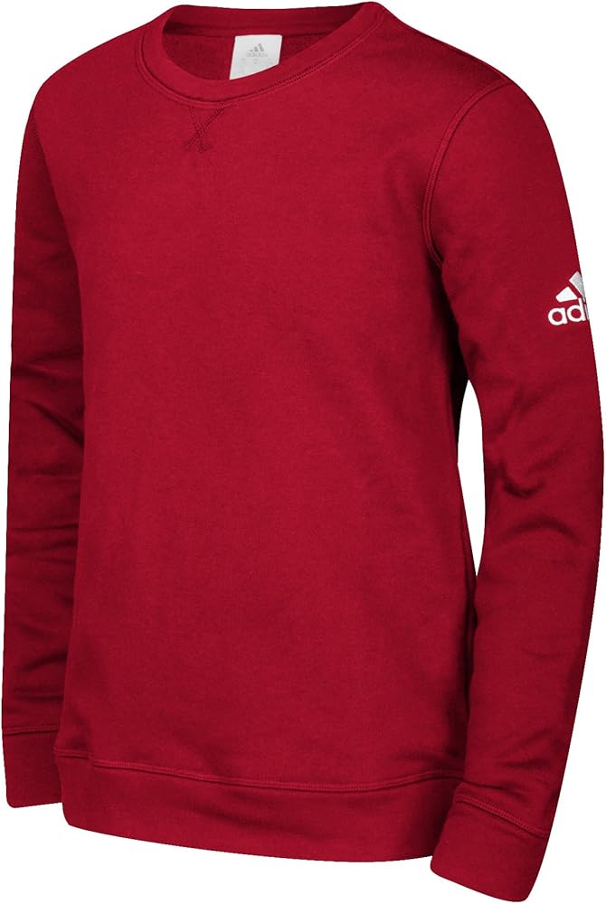 adidas Youth Fleece Crew Red | White Youth XL