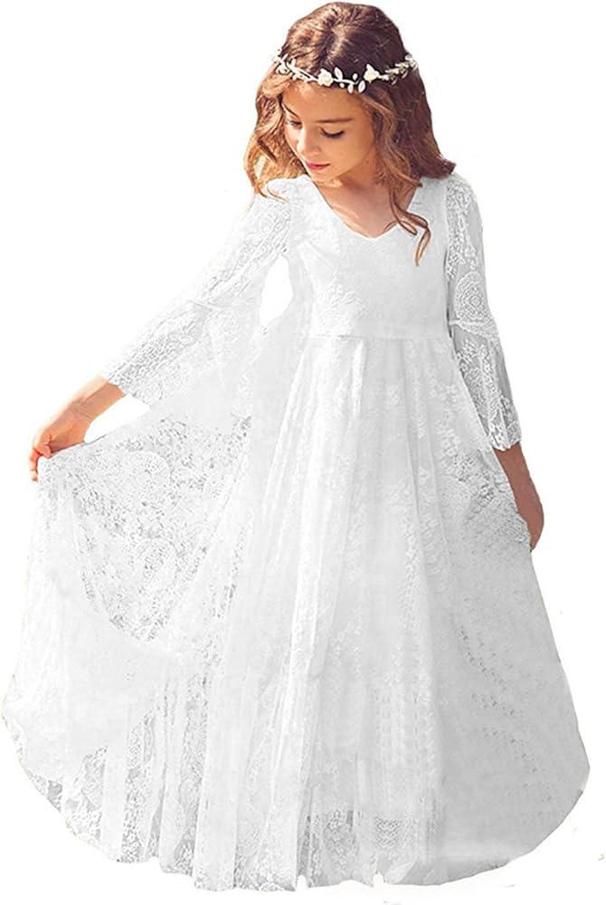 Fancy Long Sleeves Girls First Communion Dresses 1-12 Year Old