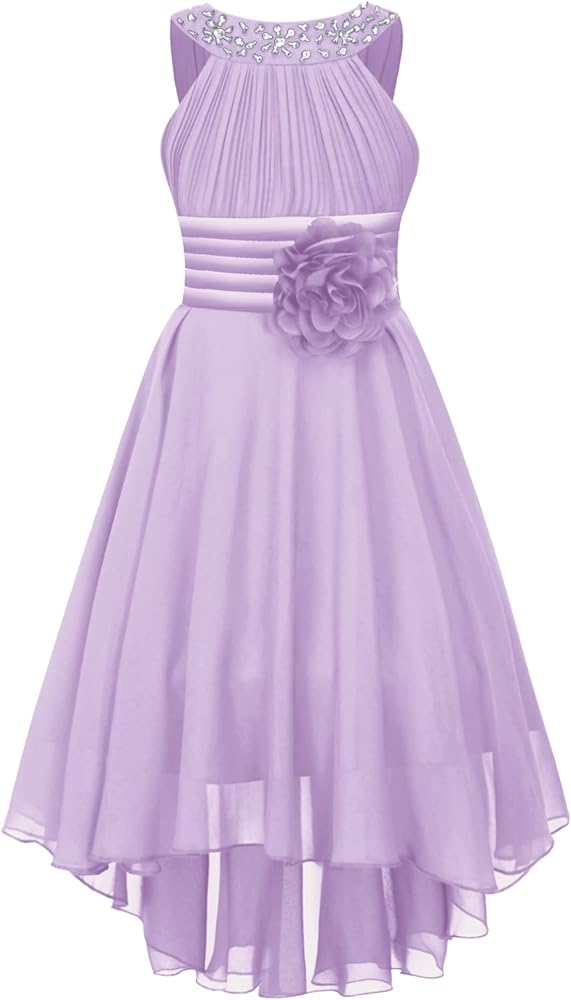 YiZYiF Kids Flower Girl Wedding Dress High Low Teens Junior Bridesmaid Party Pageant Ball Gowns