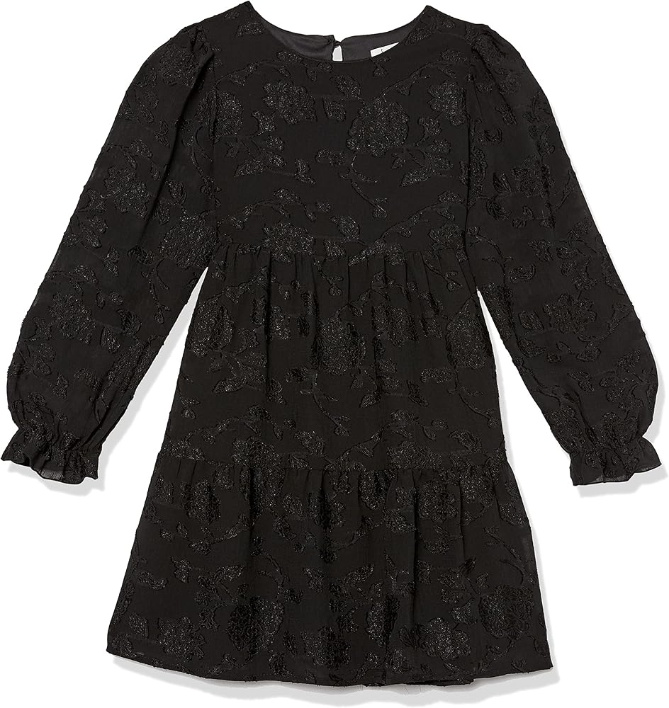 Speechless Girls' Long Sleeve Burnout Floral Chiffon Dress