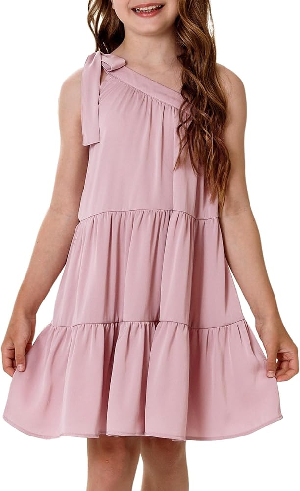 blibean Preteen Girls One Shoulder Dresses Tween Kids Outfits Size 4-13 Years