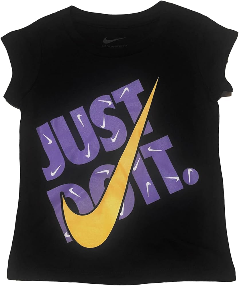 Nike Girls T-Shirt (Toddler & Little Girls) (Black/Purple, 2T)