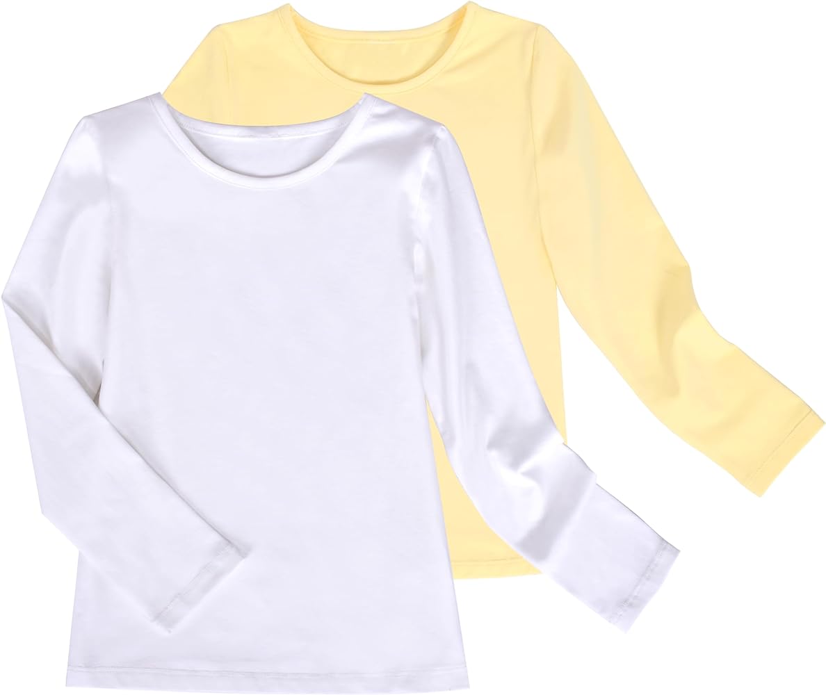 Sunny Fashion 2 Pack Girls Top Tee Shirt Base Layer Comfort Cotton Soft