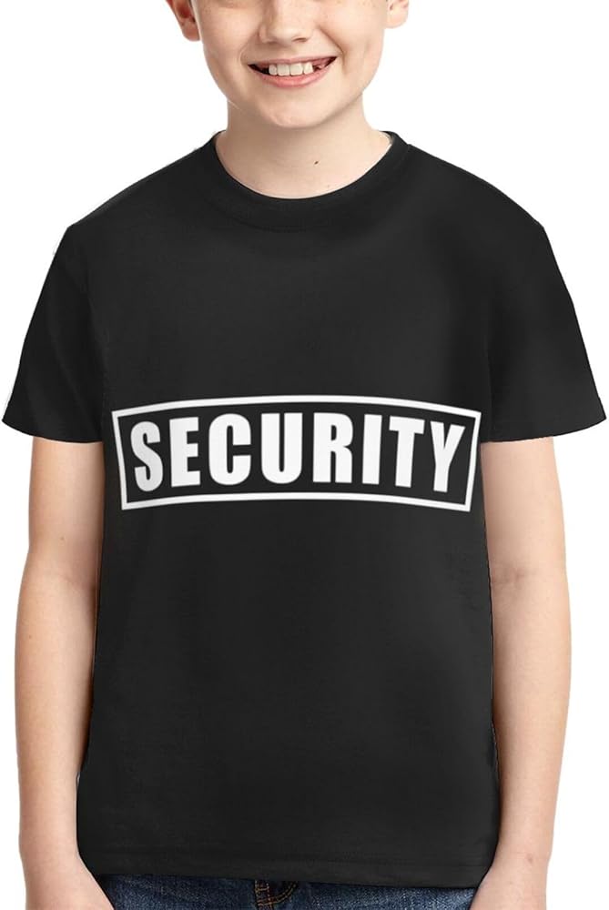 Security Boys Girls Shirts Kids Short Sleeve Classic Crewneck Top Tee