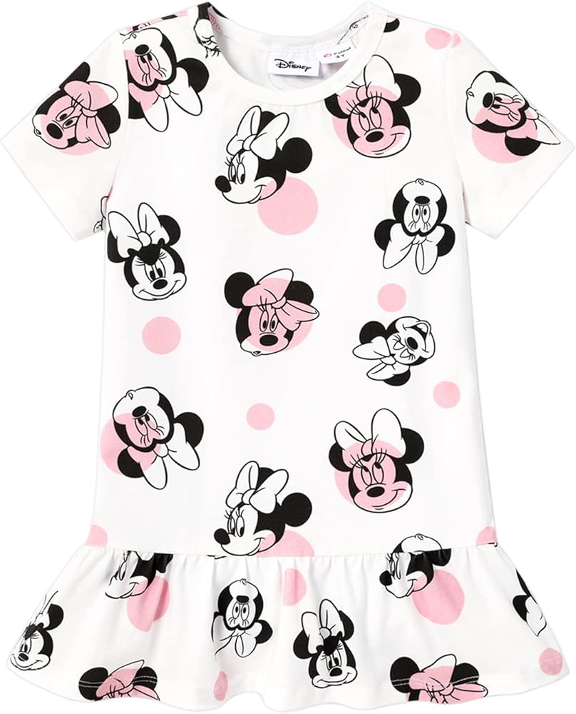 Disney Mickey and Friends Dress Toddler Girls Dresses Long Sleeve Ruffle Hem Dress A-line Dress