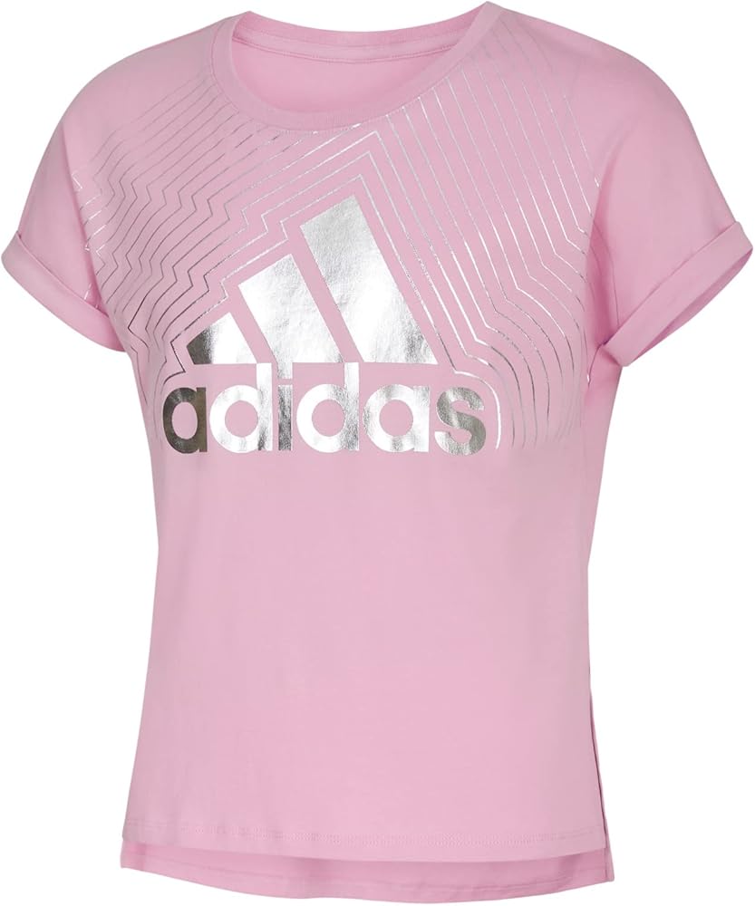 adidas Girls' Short Sleeve Drop Tail Tee