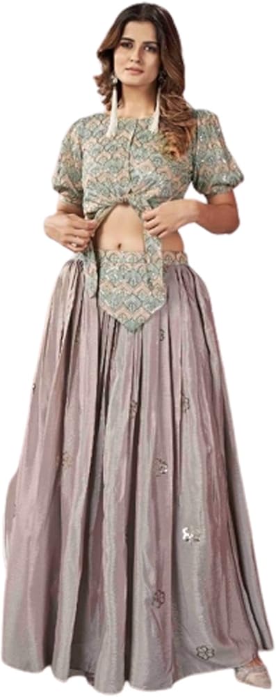 Festival & party Art Silk Printed fancy Dandiya Night Skirt Top set for Girls 8437