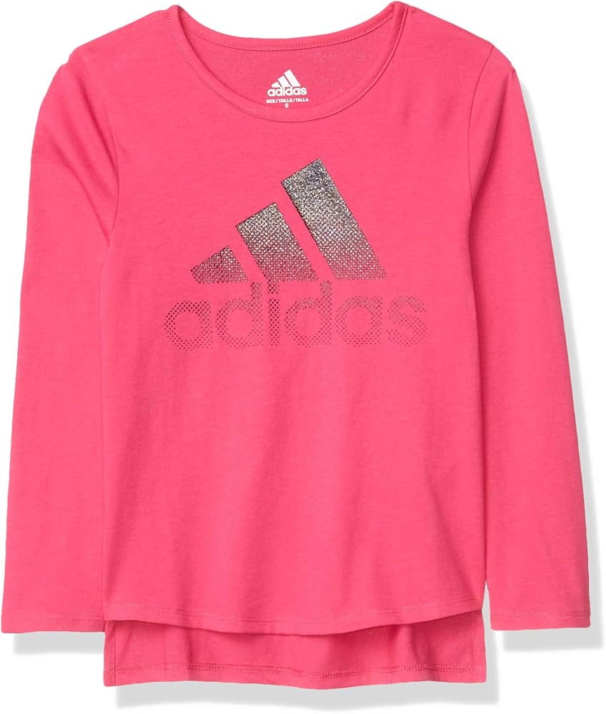 adidas Girls' Long Sleeve Curved Hem T-Shirt