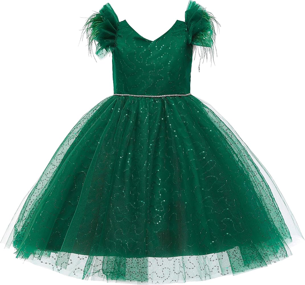 Weileenice Little/Big Girl Party Dress Sequin Tulle Girls Wedding Pageant Gown Kids Vintage Prom Holiday Tutu Dresses