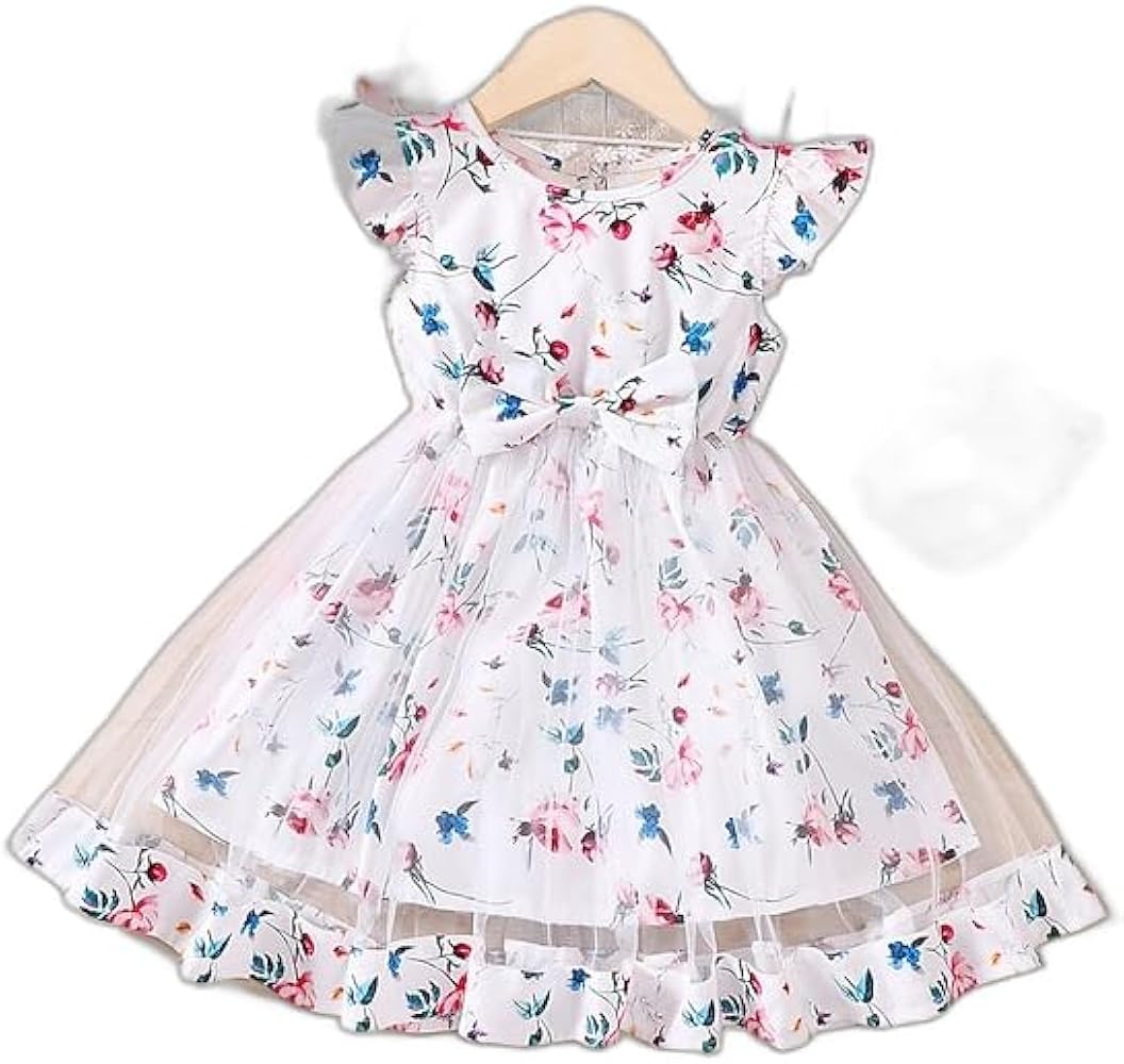 Kids Girls' Dress Floral Short Sleeve Outdoor Active Daily Cotton Above Knee Casual