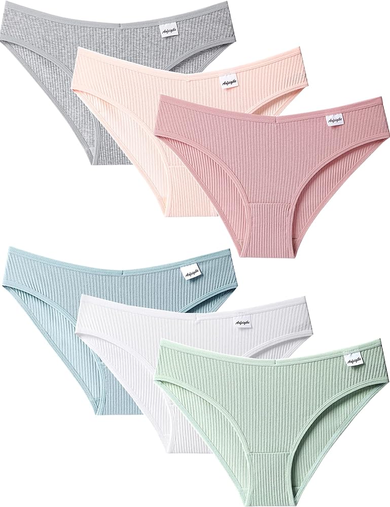 Kiench Teens Underwear Cotton Big Girls' Hipster Panties Low Rise V Waist 6-Pack