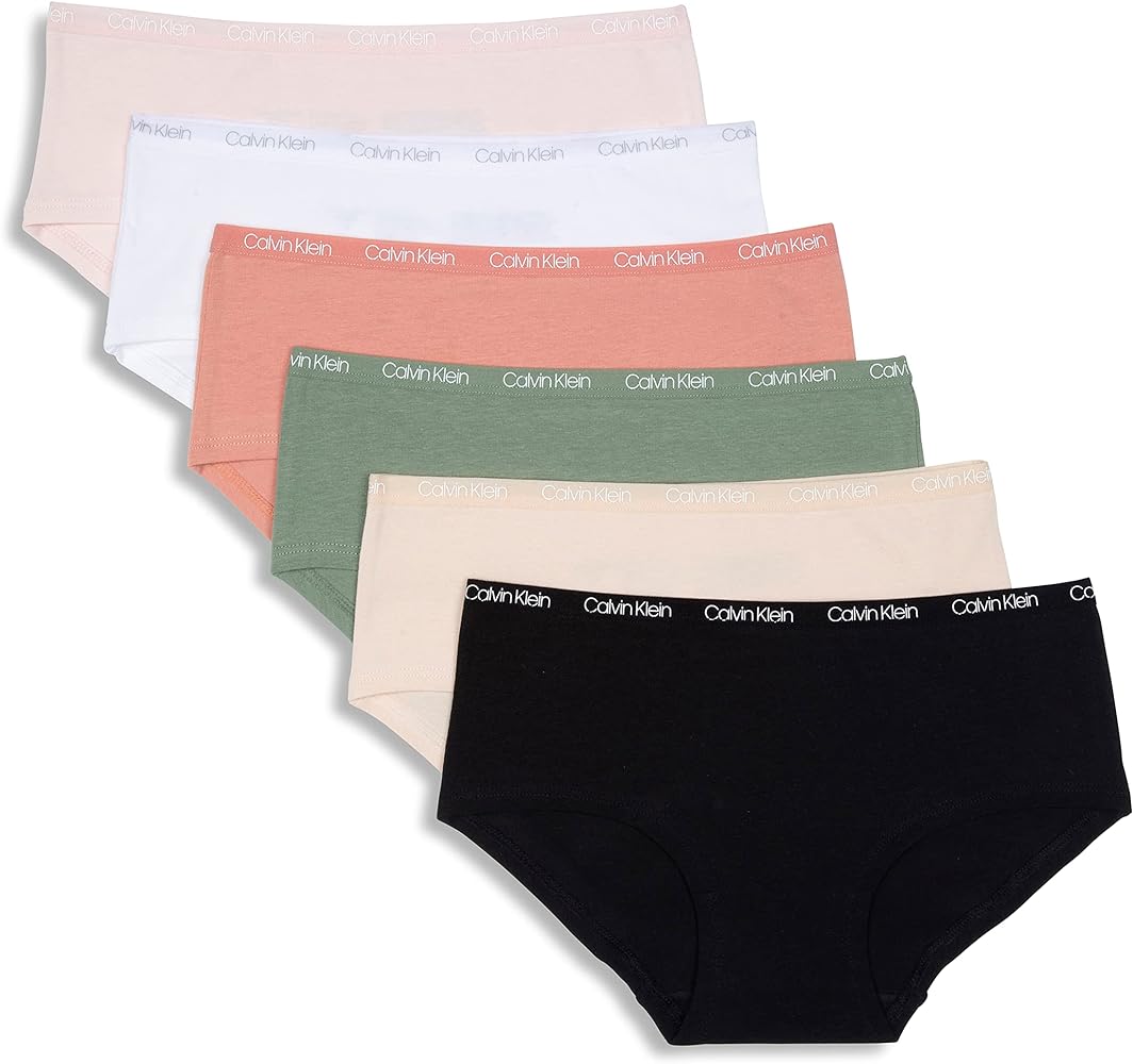 Calvin Klein Girls' Cotton Hipster Underwear Panties, 6-Pack