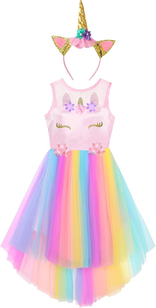 Girls Tutu Dress Unicorn Mermaid Tulle Summer Party Sleeveless Dresses