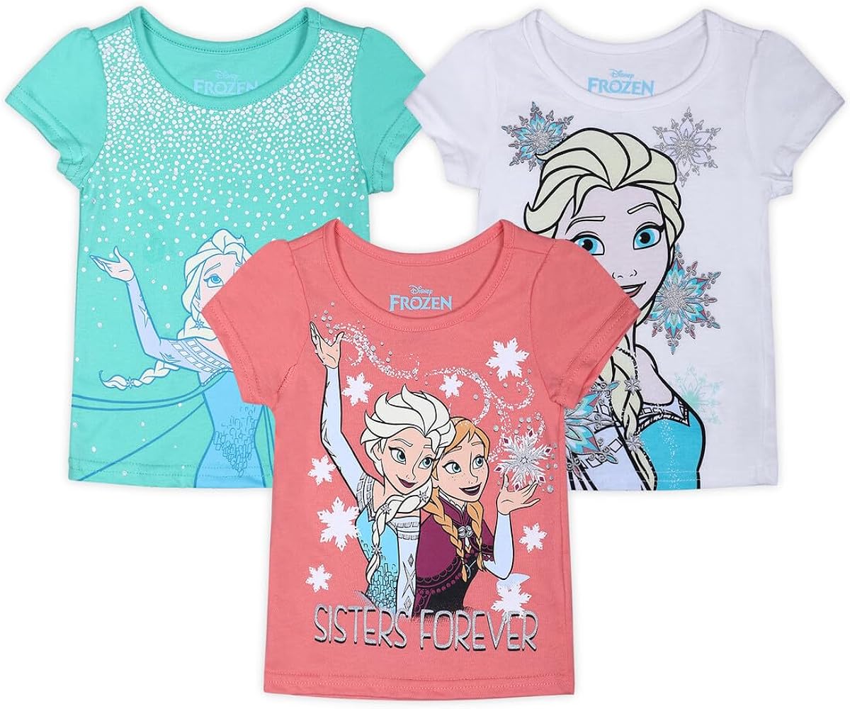 Disney Lilo and Stitch Girls 3 Pack Short Sleeve T-Shirt for Little to Big Kids