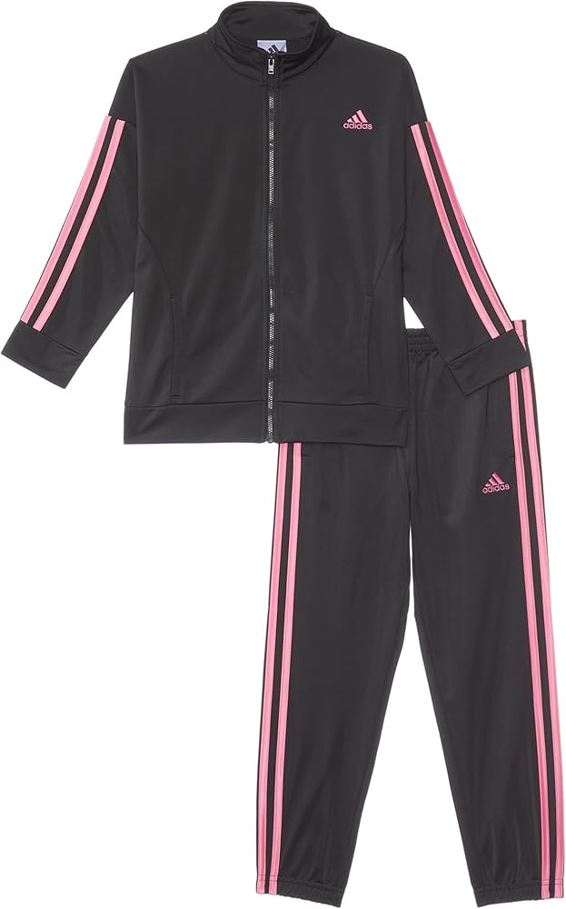 adidas Girl's Essential-Tricot Set (Toddler/Little Kid) Black/Pink 6 Little Kids