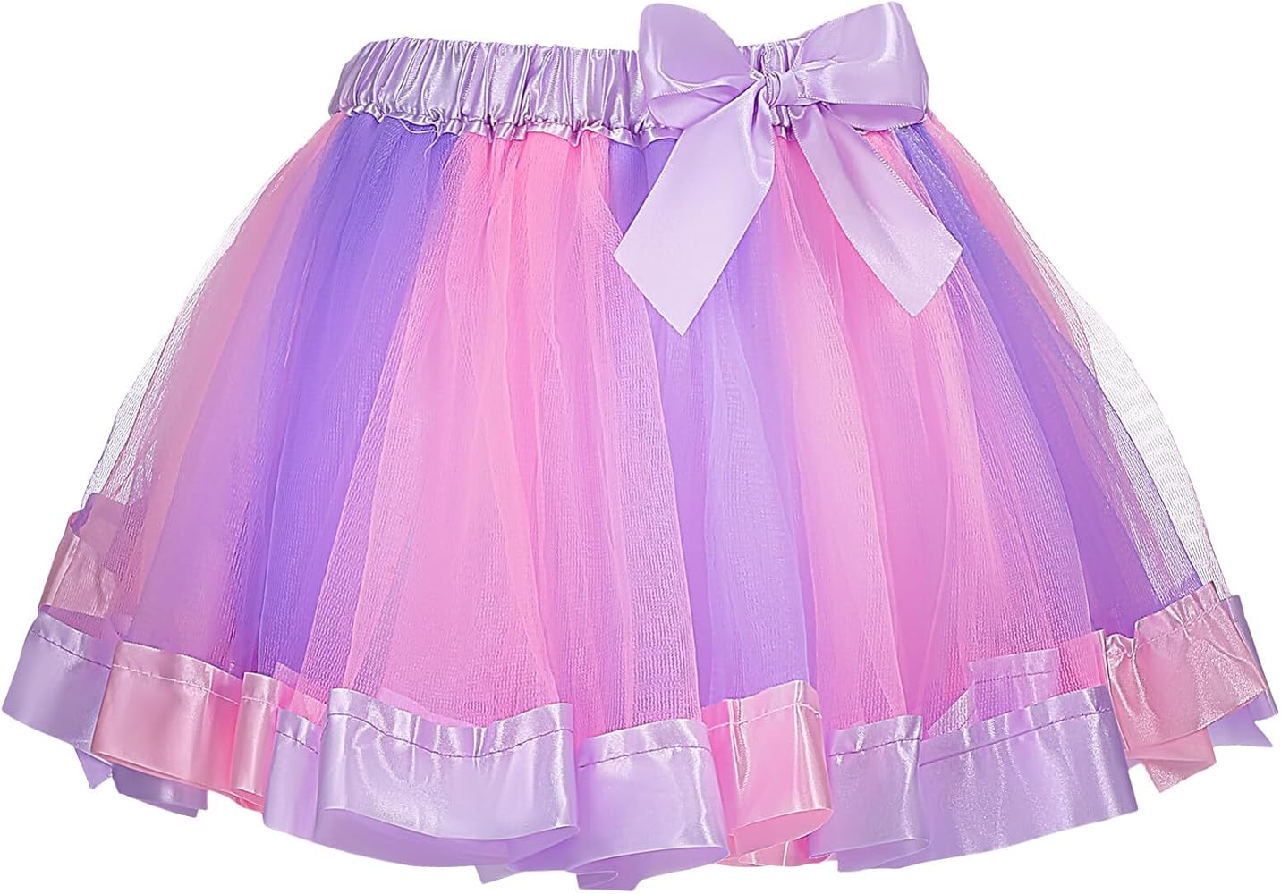 Tutu Skirts for Girls, Tutu Kids Skirt, Rainbow Tutu Skirt, Party Colorful Tutu Skirt Suitable for 5-8 Years Girls Kids Princess (Purple+Pink)