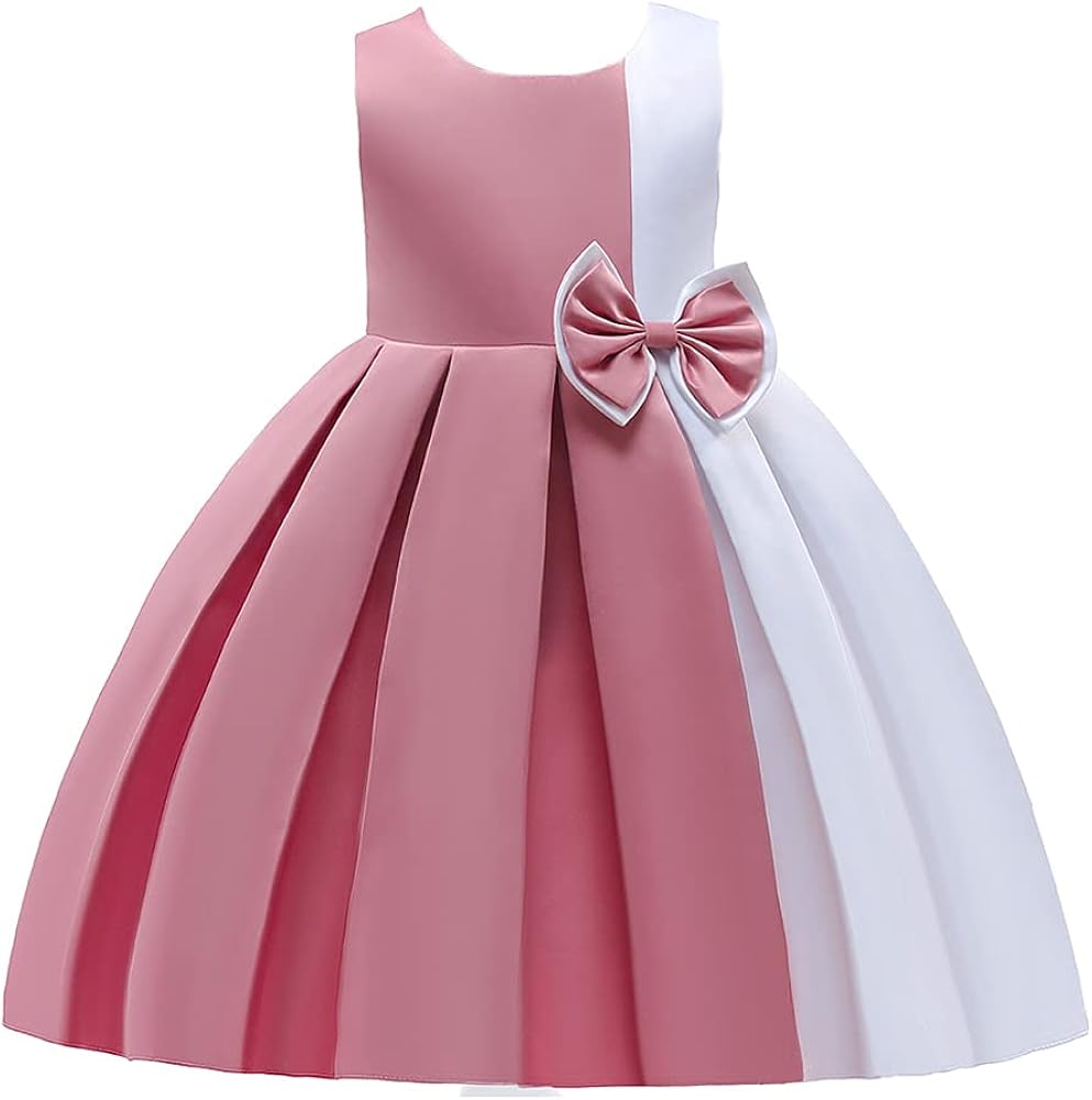 Little Girl Dress Up Girl Princess Dress Rustic Flower Girl Dress Elegant Party Wedding Dress A-Line Girl Pageant Dress Gown Simple Stitching Color 7-8T(Pink 130), 7-8 Years