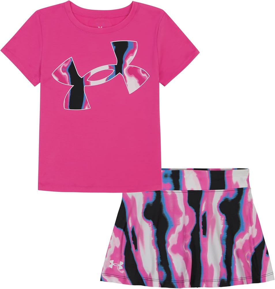 Under Armour girls Short Sleeve Shirt and Shorts Set, Durable Stretch and Lightweight