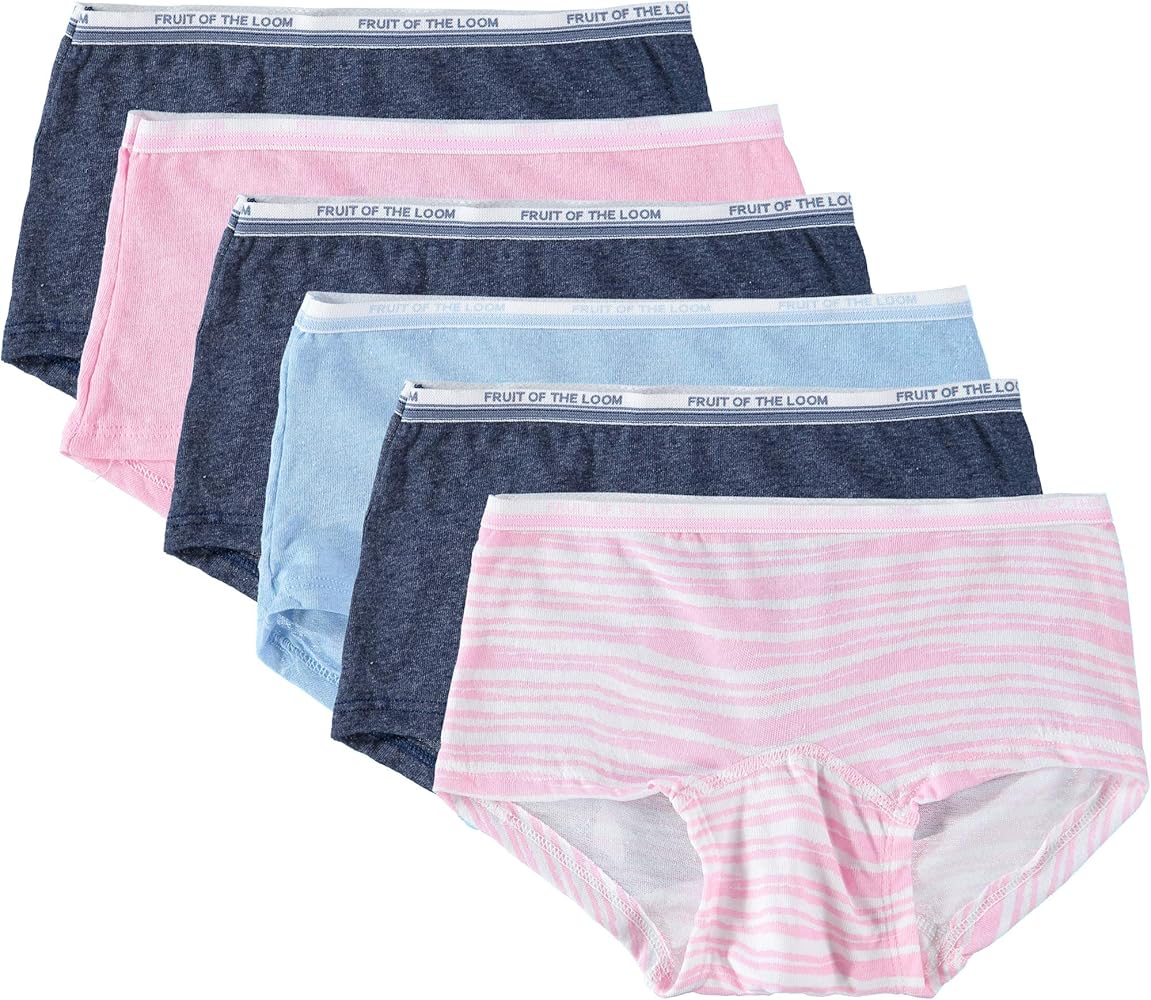 Fruit of the Loom Girls' Assorted Boyshort Underwear (Assorted Color - 6 Pack, 4)